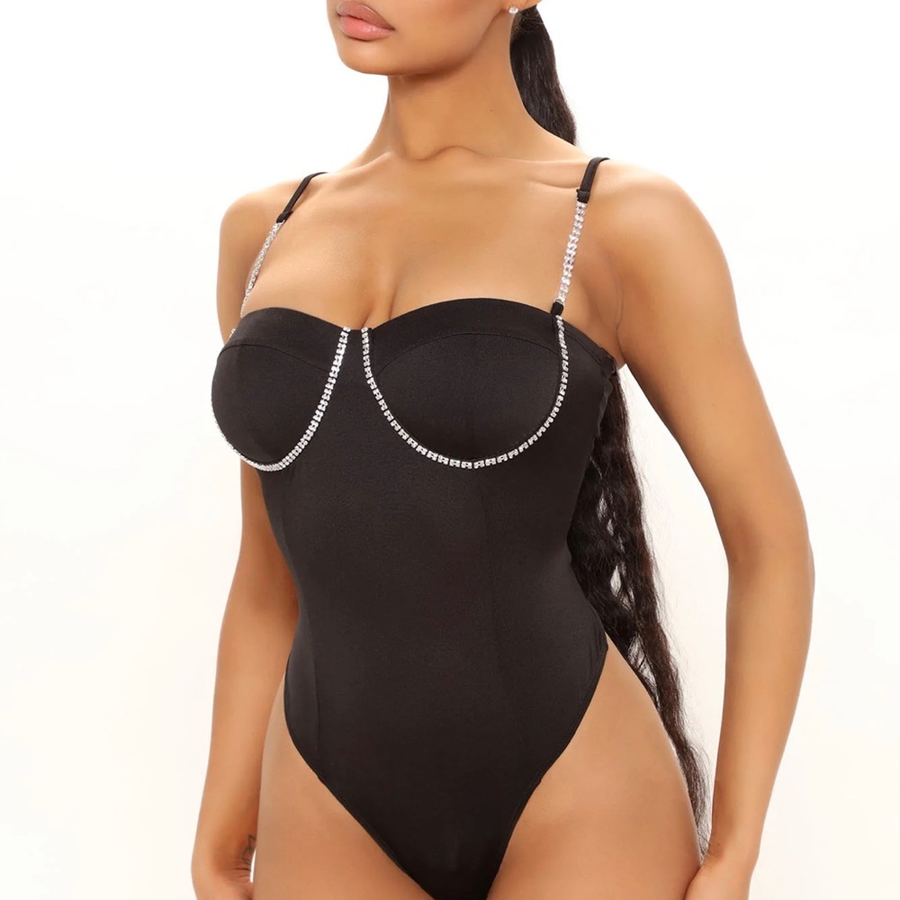 Fashion Nova crystal black bodysuit